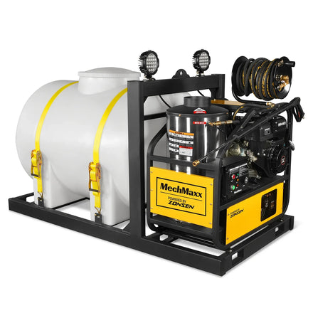 4000 PSI 4 GPM ZONSEN E-Start Engine Hot Water Pressure Washer Skid Mounted with 245 Gal Tank,  HPW40DBT