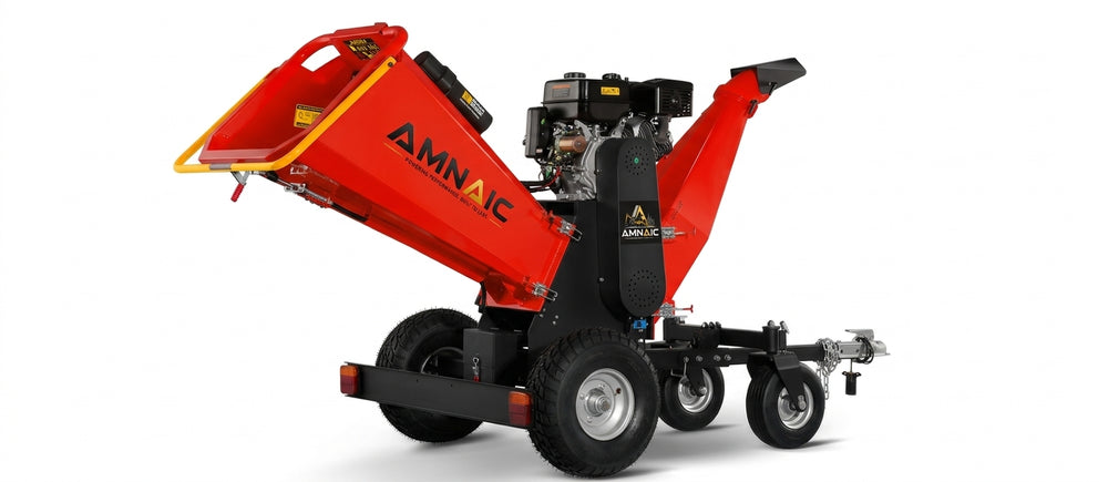6 inch ZONSEN E-Start 420cc 15hp Gas Powered 4 - Wheel Drum Wood Chipper with Taillight ,  B150
