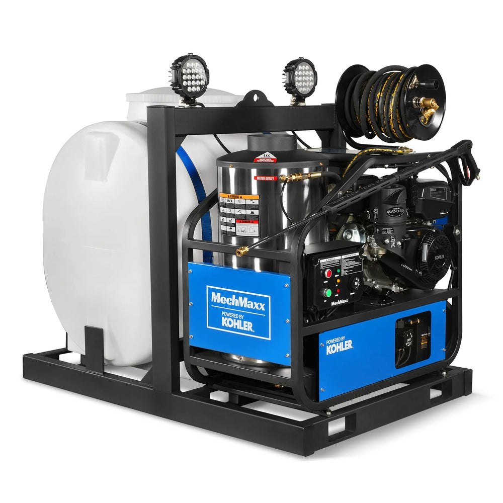 4000 PSI 4 GPM KOHLER E-Start Engine Hot Water Pressure Washer Skid Mounted with 175 Gal Tank,  HPW40KT
