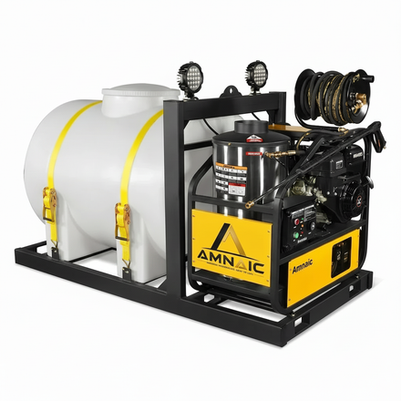 4000 PSI 4 GPM ZONSEN E-Start Engine Hot Water Pressure Washer Skid Mounted with 175 Gal Tank,  HPW40DT